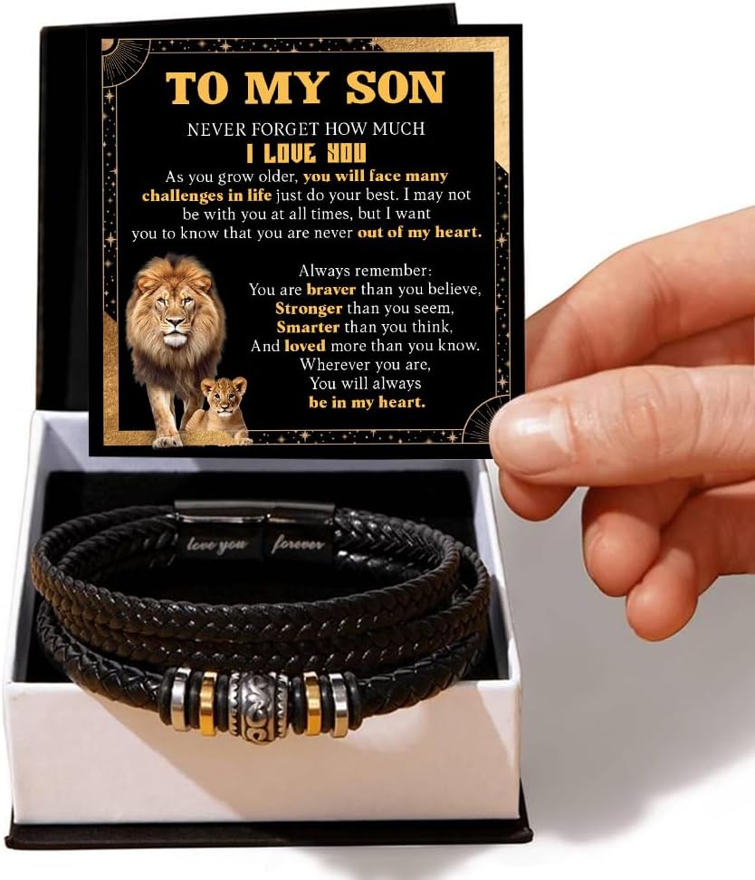 To My Son Love You Forever Bracelet From Mom & Dad With Heartfelt Message & Elegant Box, Gift For Son From Mother Father On Graduation, Birthday, Wedding, Christmas & More #1