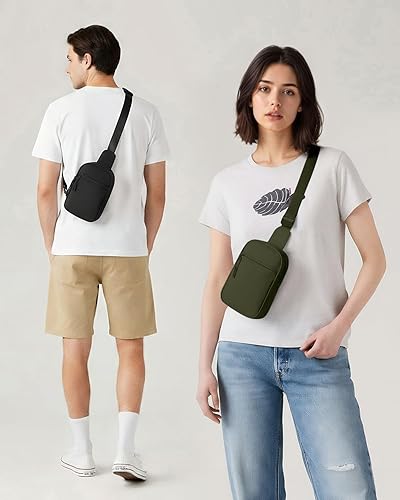 Miniatura 8 de CHOLISS Bolso bandolera pequeño para mujeres y hombres, bolsos cruzados, cangureras de moda, bolsa de pecho con correa extendida