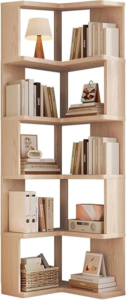 Wooden 5-Tier Corner Shelf Stand for Organising