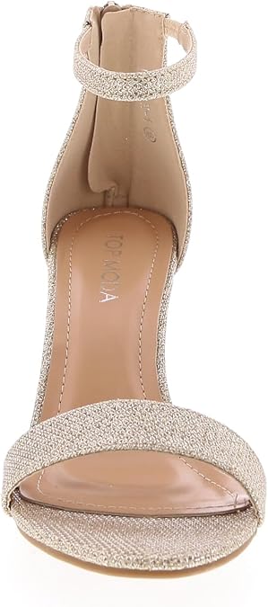 TOP MODA Hannah-1 Ankle Strap Dressy High Heel Sandal, Non-slip Sole, For Wedding, Party, Prom, Evening Wear, or Any Occasion, Sleek Style Block Heel Sandals