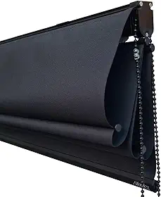 Cortina Persiana Romana Blackout Preta - Acabamento Preto (SOB MEDIDA) (1,40(lar) x 1,40(alt))