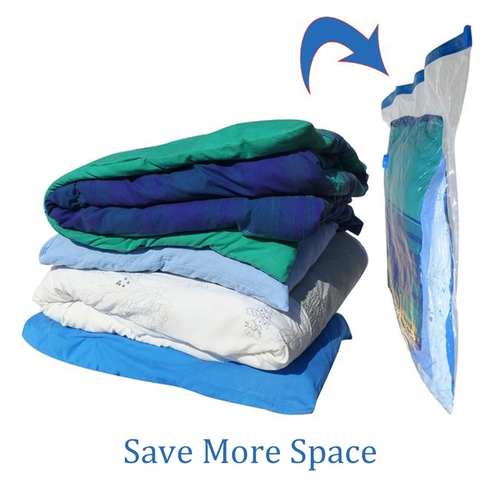 Sacchi sottovuoto Confezione da 4 sacchetti sottovuoto, più spazio, for risparmiare, compressione, sigillo da viaggio, cerniera for vestiti, cuscini, biancheria da letto, armadio, casa(4XBags with pum