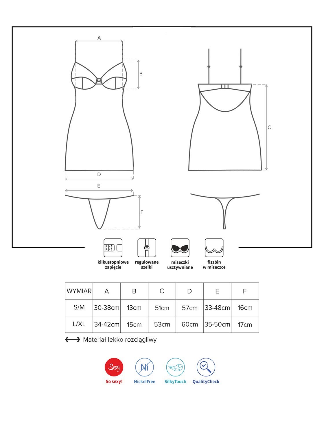 Selente Love & Fun verführerisches 3-teiliges Damen Dessous-Set aus Negligee/Babydoll, passendem String & Satin-Augenbinde, Made in EU