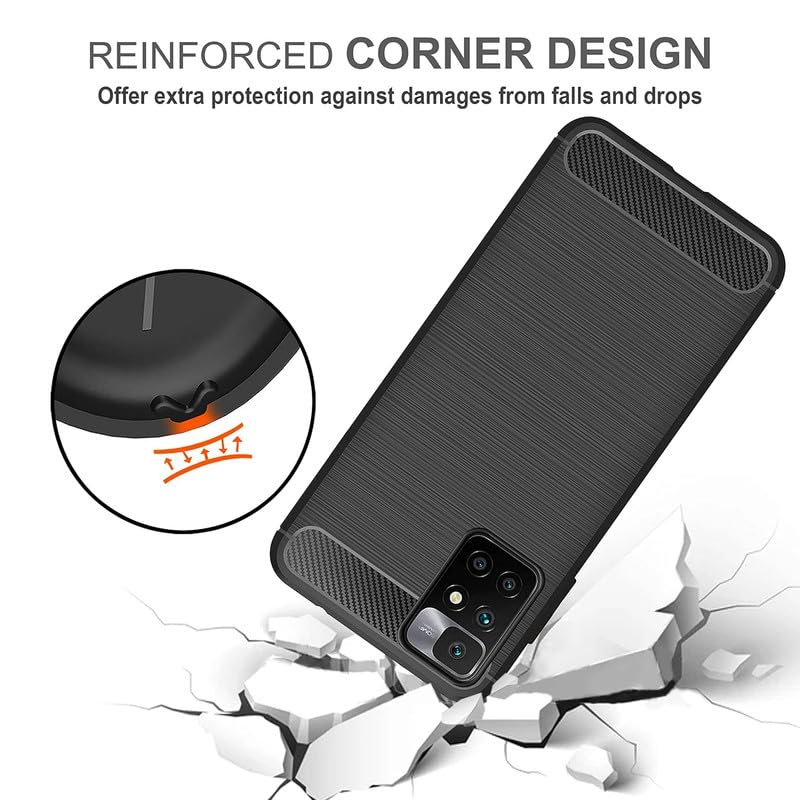 Image of Hybrid Carbon Fiber Back Case for Mi Redmi 10 Prime (Black)