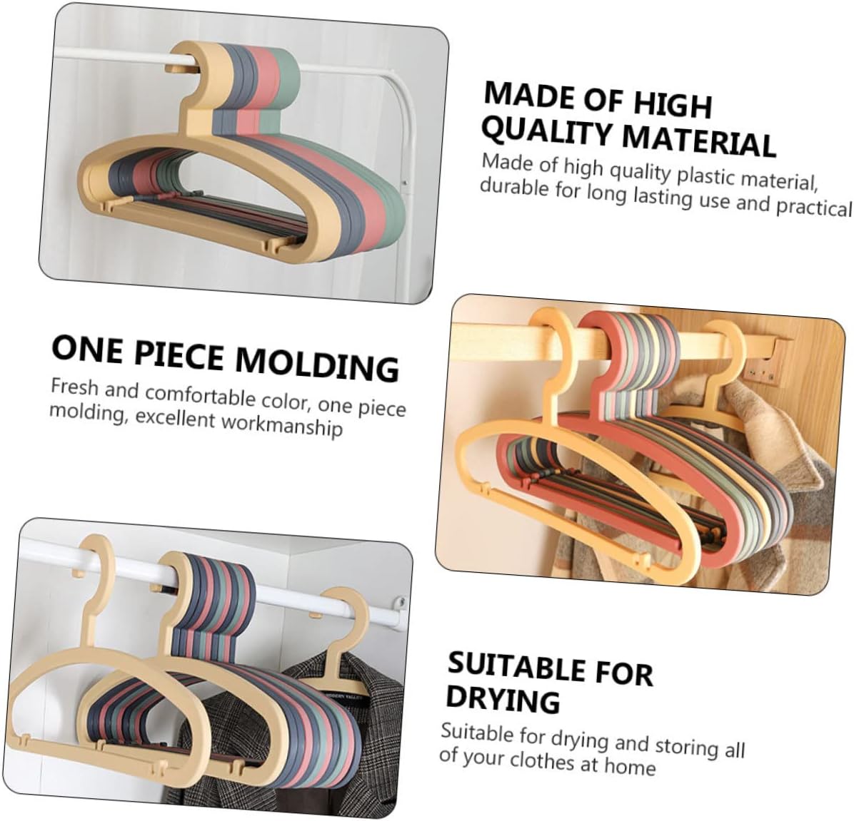 10pcs Non-Slip Plastic Clothes Hangers for Smooth Clothing Holders for Skirts Coats and Everyday Use Space Saving Design Random Colors