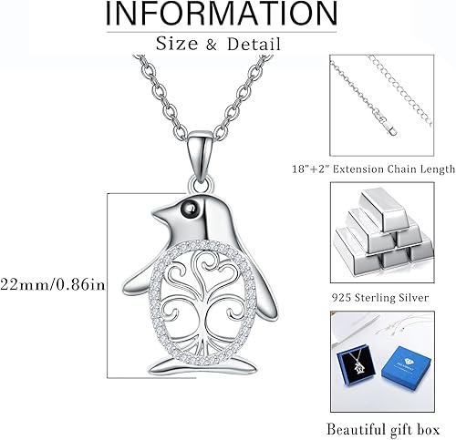 Miniatura 7 de Sterling Silver Animal Necklace for Women Girls Valentine's Day Birthday Party Jewelry Gifts with 18''+2'' Chain