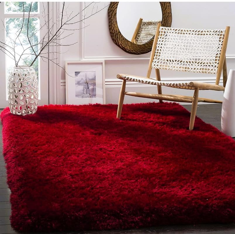 Image of Polyester Fluffy Fur Rugs & Modern Shaggy Floor Carpets for Living Room,Sofa Area,Hall,Kids Room,Guest Room | Elegent Bedside Runners for Besdroom(5X8 Feet Merron)