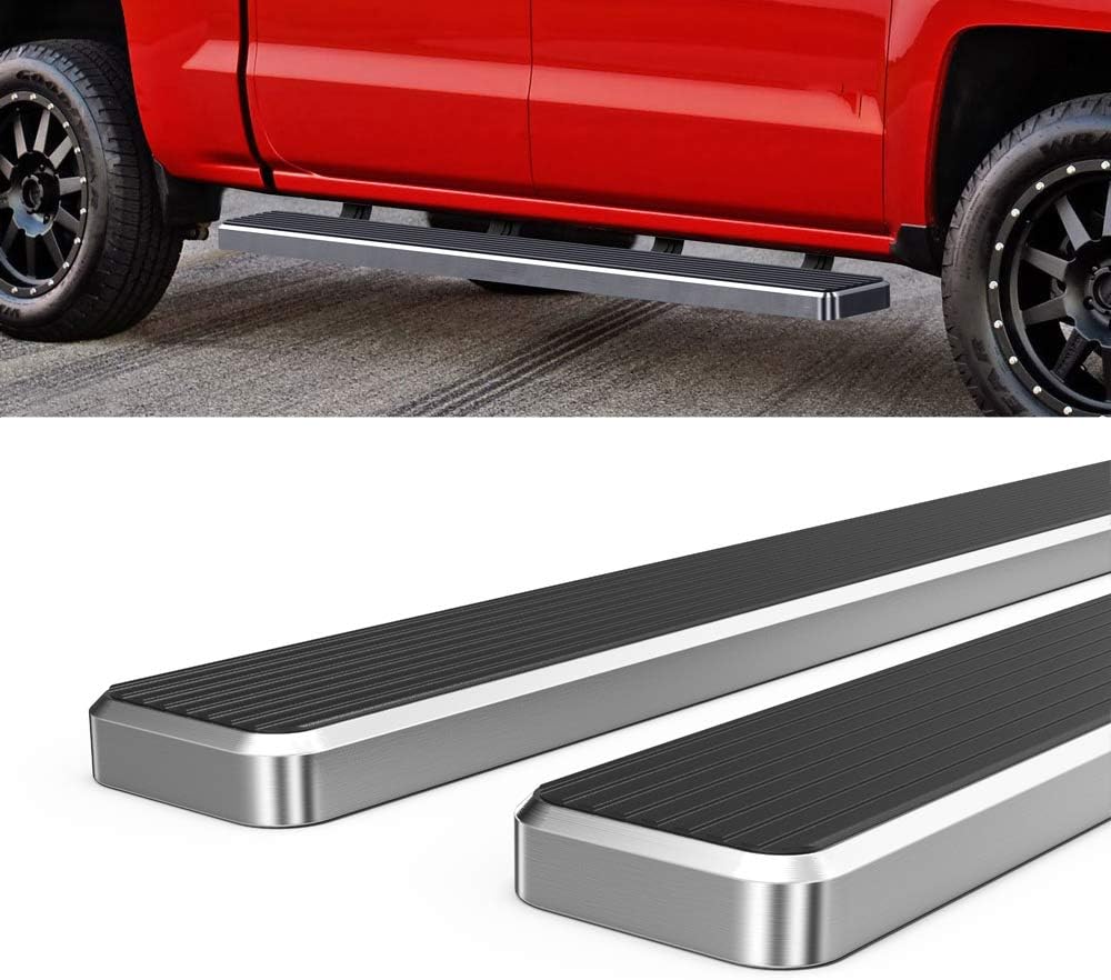 HD Ridez Side Step 6" Stainless Steel Polished Compatible with Chevy Silverado GMC Sierra 1500 2007-2018 & 2500 HD 3500 HD 2019 Crew Cab (Exclude 07 Classic) (Nerf Bar Side Steps)