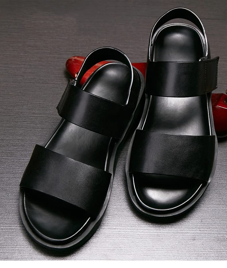 Men's Sandals Leather Sandals Beach Breathable Comfortable Youth Sandals(40 Code)2
