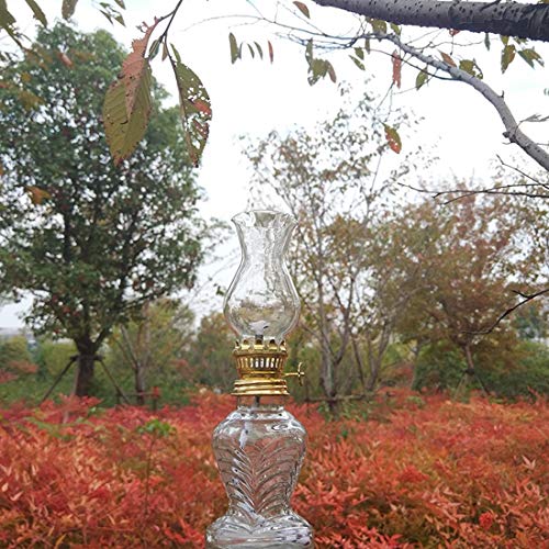 GCMJ Verre Lampe Petrole, Camping Lampe Lampes À Huile À Huile Ultra Pure Avec Bouton Gradateur Antiquités Sans Fumée lampe vintage Lampe A Petrole