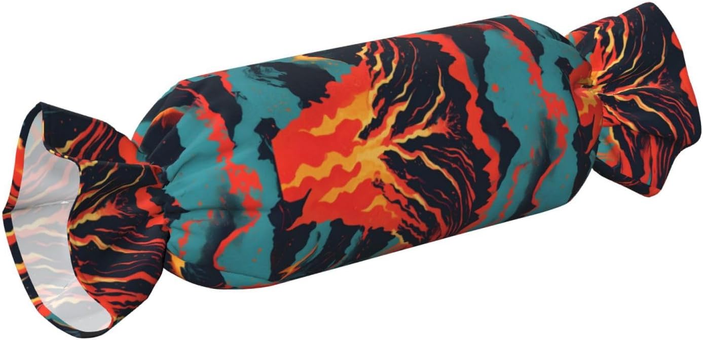 Volcano Print Candy Cylindrical Eco-Friendly Pillow Soft Velvet Living Room Bedroom Travel Decor