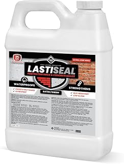 LastiSeal Brick & Concrete Sealer - Satin Finish (2.5-gal) - Water-Based Penetrating Sealer for Brick, Concrete, Stone, & Porous Masonry - 15-Year Waterproofing Warranty