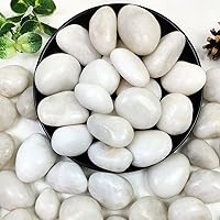 YISZM 5lbs White River Rocks 1-2 Inch Polished Natural Pebbles for Plants Aquariums Vases Landscaping Decor