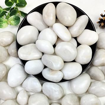 YISZM 5lbs White River Rocks, 1-2 Inch Natural Pebbles for Indoor Plants, High Polished Decorative Stones Vase Filler Fish Tank Aquariums Landscaping Garden Outdoor and Indoor DIY