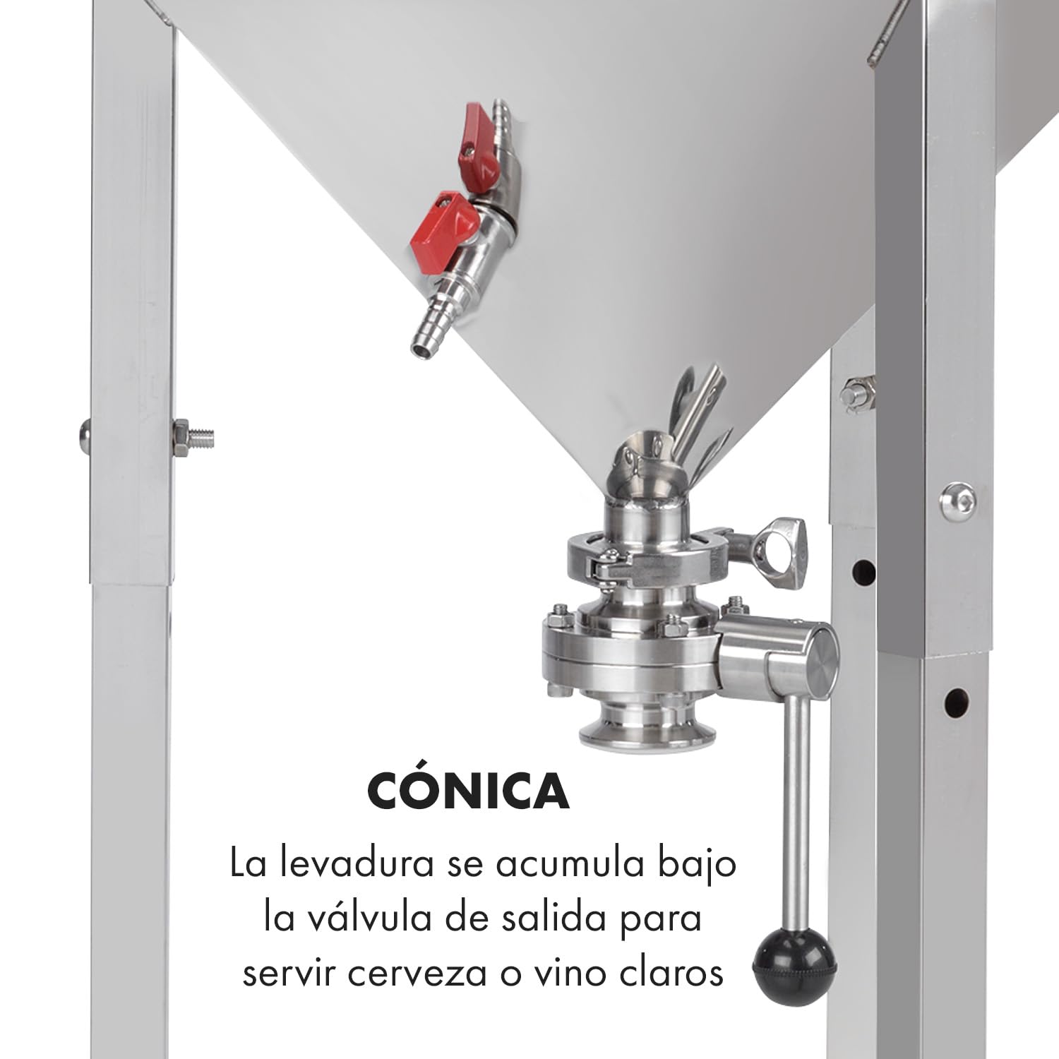 Klarstein Gärkeller Sistema para Elaborar Cerveza - Fermentador con Termómetro, Olla Cónica de Acero Inoxidable, para Cerveza o Vino, Airlock Tapa Hermética, Grifo, Pro 60 L, Plata