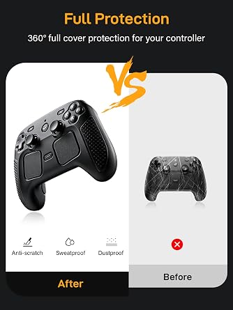 Grip Case for 2026 Steam Controller 2 Accessories, Protective Cover Shell Silicone Skin, Black