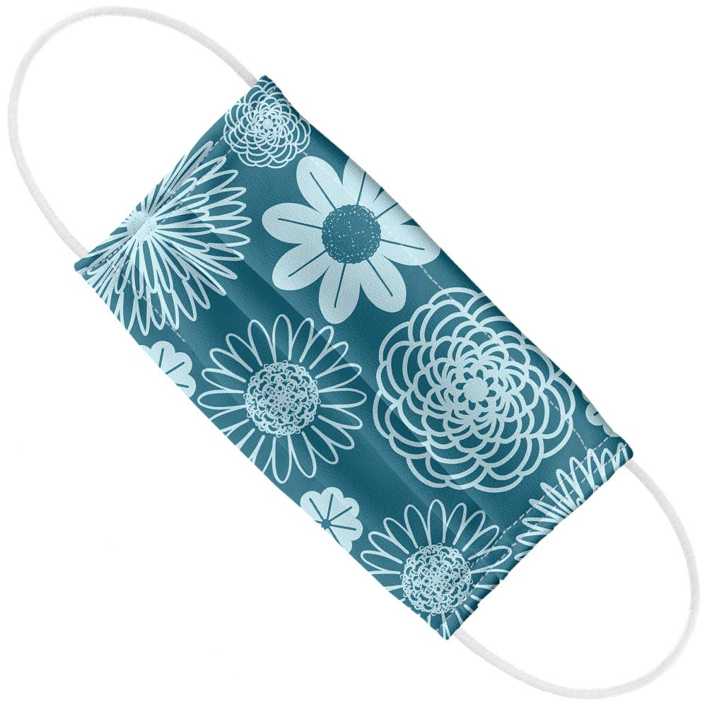 Popfunk Geometric Flower Pattern 1-Ply Reusable Face Mask Covering with Adjustable Nose Wire, Unisex