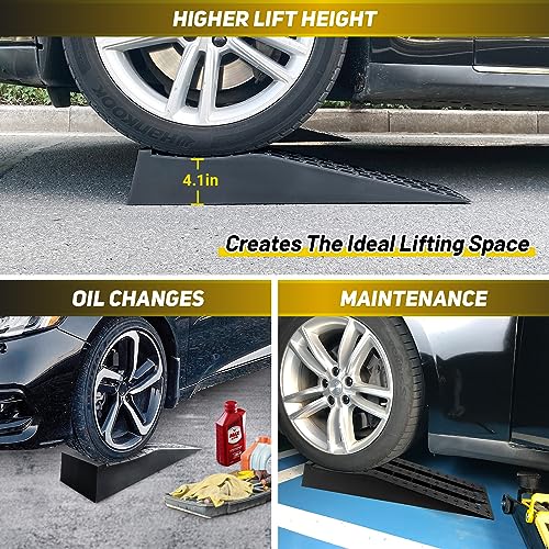 image for HOXWELL Portable Car Ramps for Oil Changes High Lift, Heavy Duty Low P