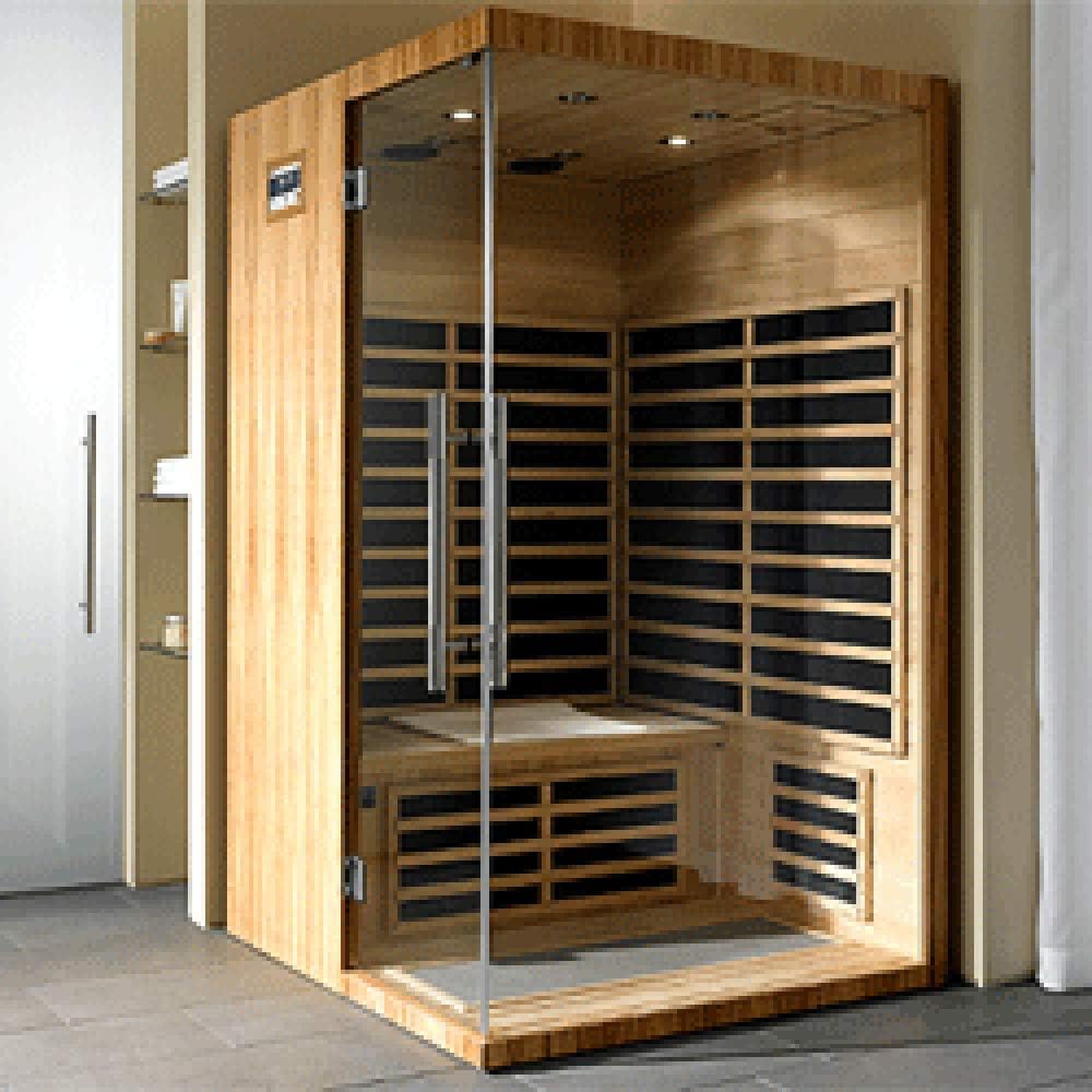 Two Person Infrared Sauna with Carbon Heaters - Home Sauna, DIY Assembly, Indoor Sauna (Left Hand Door)