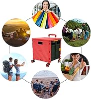 Vista 207 de FELICON SELORSS - Carrito plegable portátil con ruedas para subir escaleras y ruedas giratorias de 360°, mango telescópico, caja de plástico