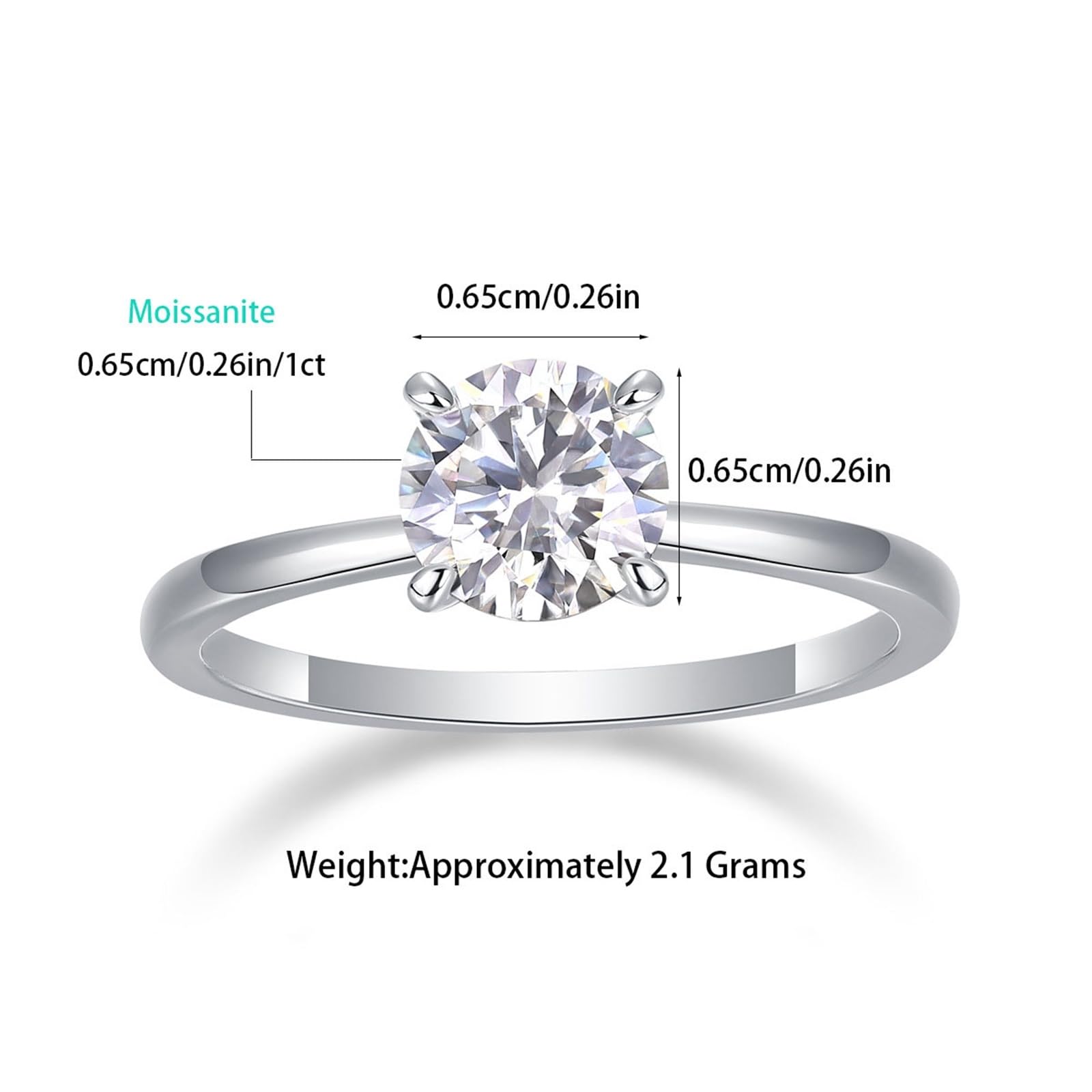 Anillo de boda de oro blanco para mujer, alianzas de oro auténtico con moissanite de 1 ct, anillo de boda solitario para mujeres