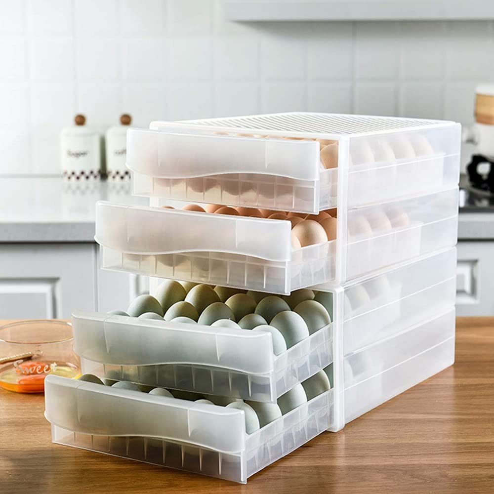 Bandeja de plástico para huevos, Caja for Huevos 60 Compartimentos Doble Cajón Apilable
