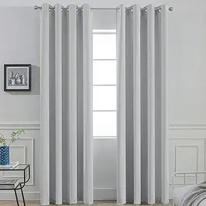 Yakamok Room Darkening Grommet Window Drapes Thermal Insulated Light Blocking Light Grey Blackout Curtains for Bedroom(52Wx96L,Light Gray,2 Panels)