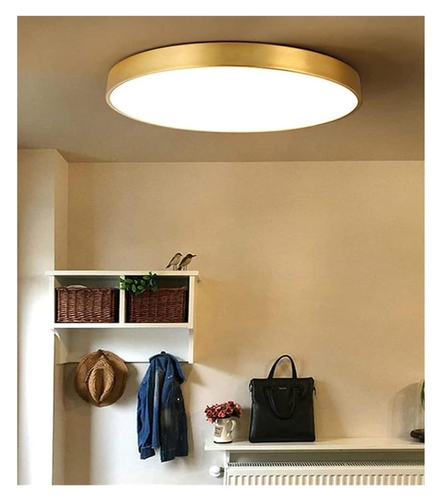 Lámpara de Techo LED Redonda Dorada con atenuación Tricolor, Ideal para balcón, Porche, Cocina o baño. Luminaria Moderna para iluminación de Exteriores.