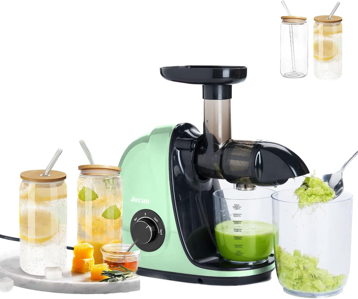 Jocuu Juicer Bottles, Set of 2, 16oz each 2 Glass Bottles