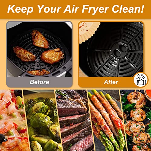 Air Fryer Disposable Paper Liners - 100Pcs 8 Inch Round Disposable Parchment Paper Liner For Airfryer Basket, Oven, Non Stick, Free Of Bleach, Perfect Fit For 5-8Qt Air Fryers #TOP3