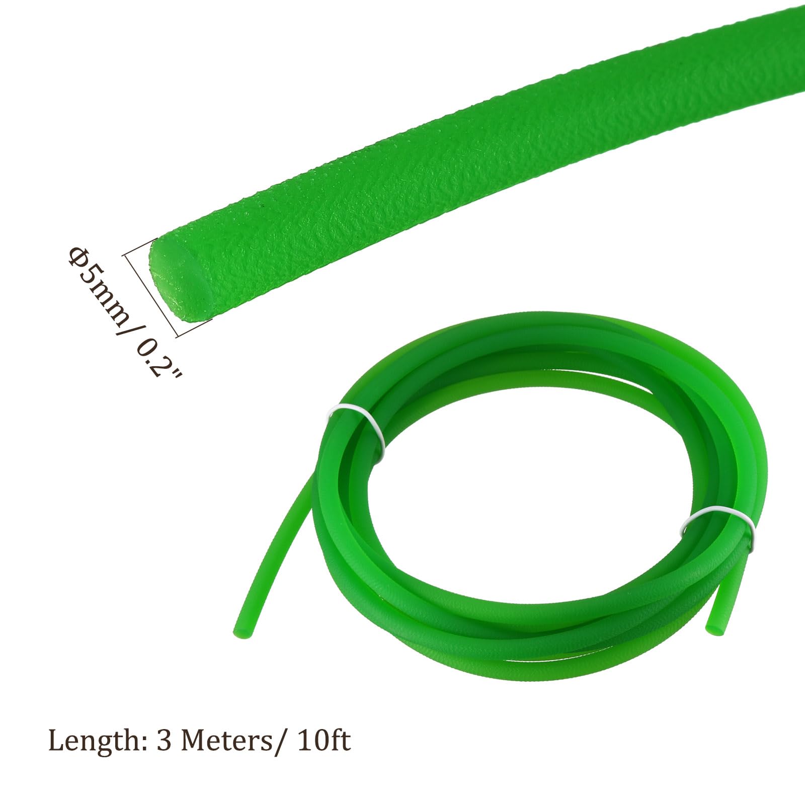 Correa Redonda de Uretano de Alto Rendimiento 3m x 5mm Correa de Transmisión de PU Poliuretano Verde