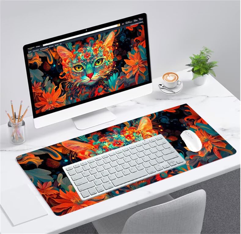 Tapis de souris gamer durable confortable grand format orange - 2