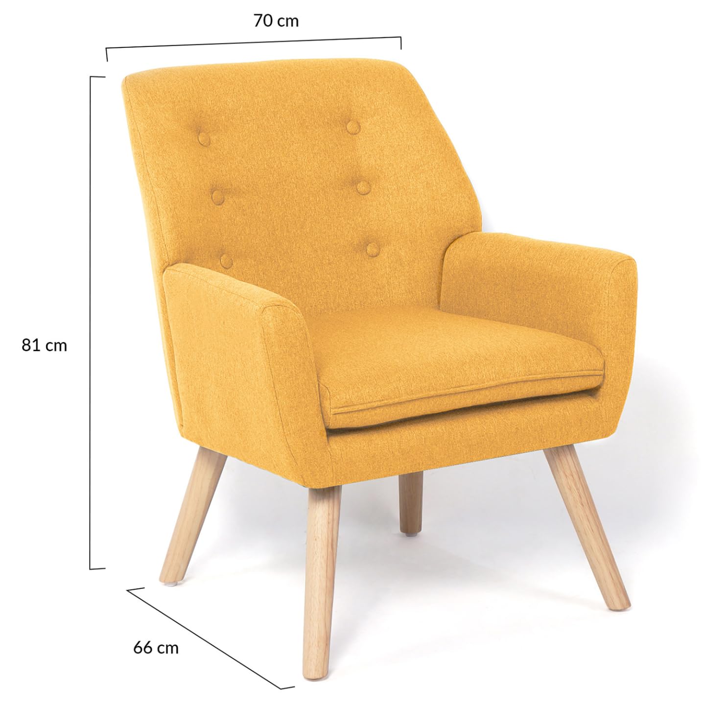 IDMarket - Poltrona scandinava in tessuto giallo senape NAT