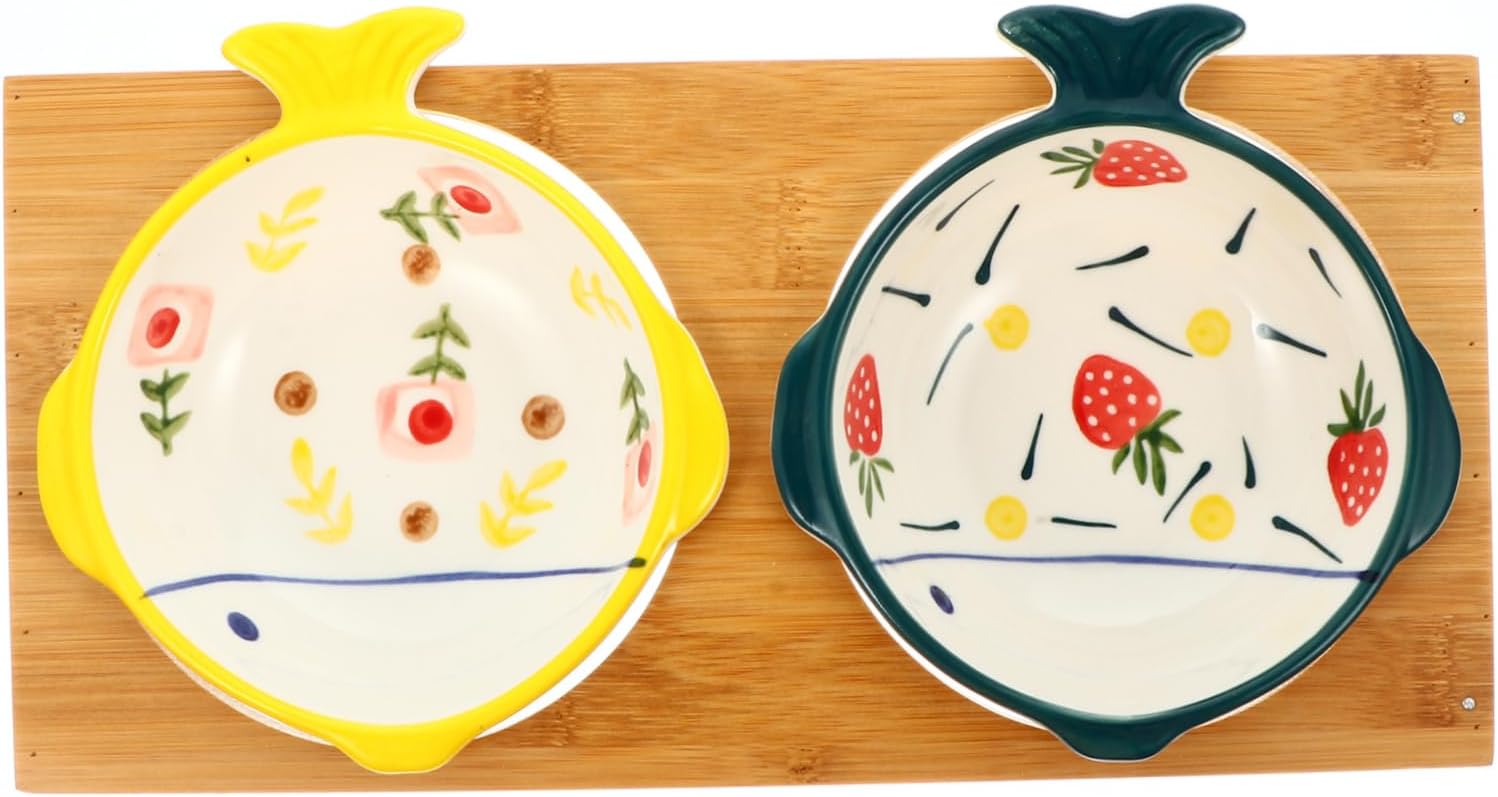 YARNOW Elevate Cat Feeder Bamboo Stand Pet Feeder Ceramic Double Bowls Water Bowl