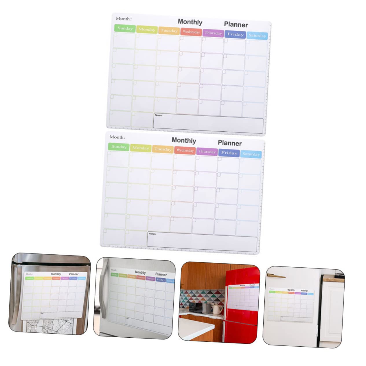 STOBOK 2stücke Magnetische Kühlschrank-whiteboard Kühlschrankkalender Whiteboard-kalender Trocken Abwischbar Magnetischer Kühlschrankkalender Kalender-whiteboard