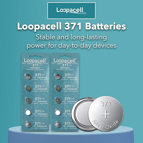 Miniatura 2 de Loopacell - Pilas de botón de batería para reloj (paquete de 2 unidades) - 371, 370, SR920SW, 1188SO, SR69, SP370, 1171SO, SP371, V370, G64, LR920,