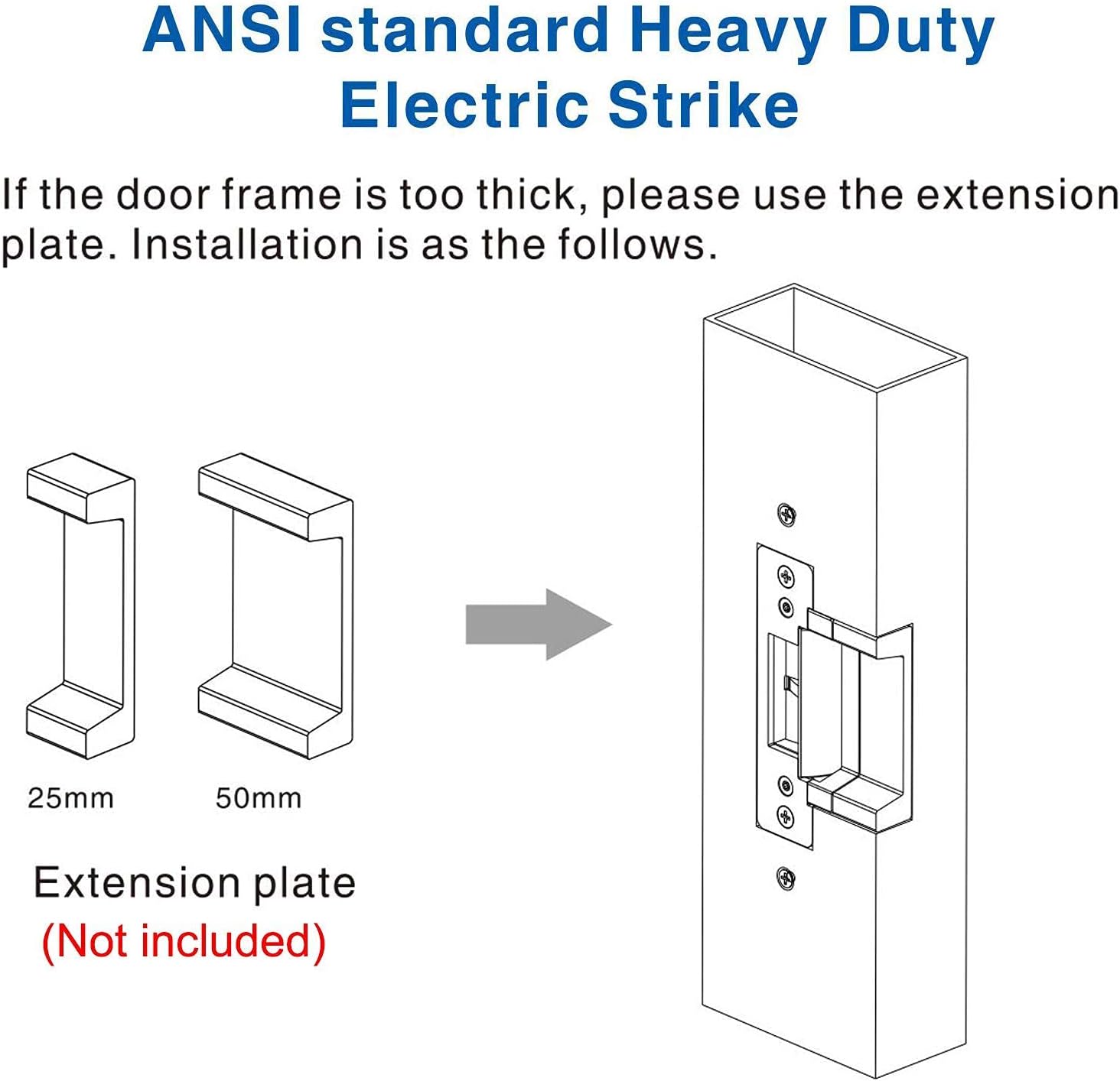 UHPPOTE ANSI Standard Heavy Duty Stainless Steel Finish Electric Strike Door Lock for Access Control Cylindrical Locksets - Input Voltage 24VDC
