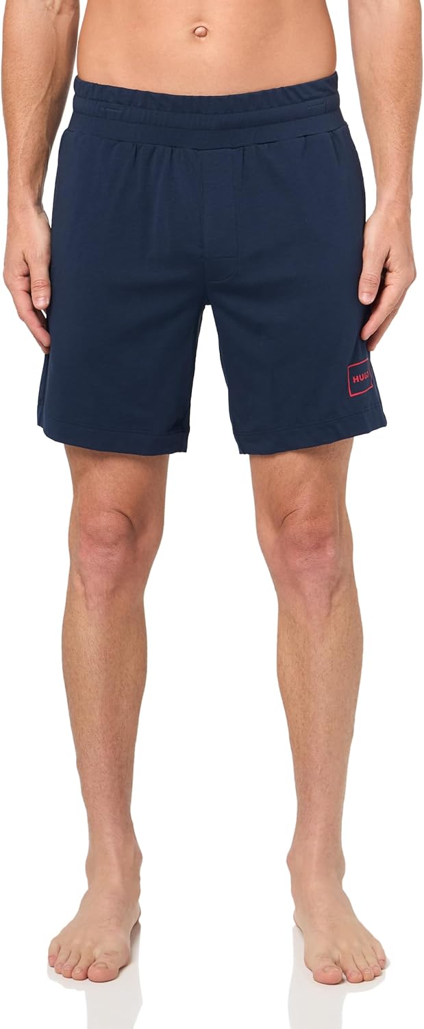 HUGO Mens Logo Outline Cotton Blend Shorts