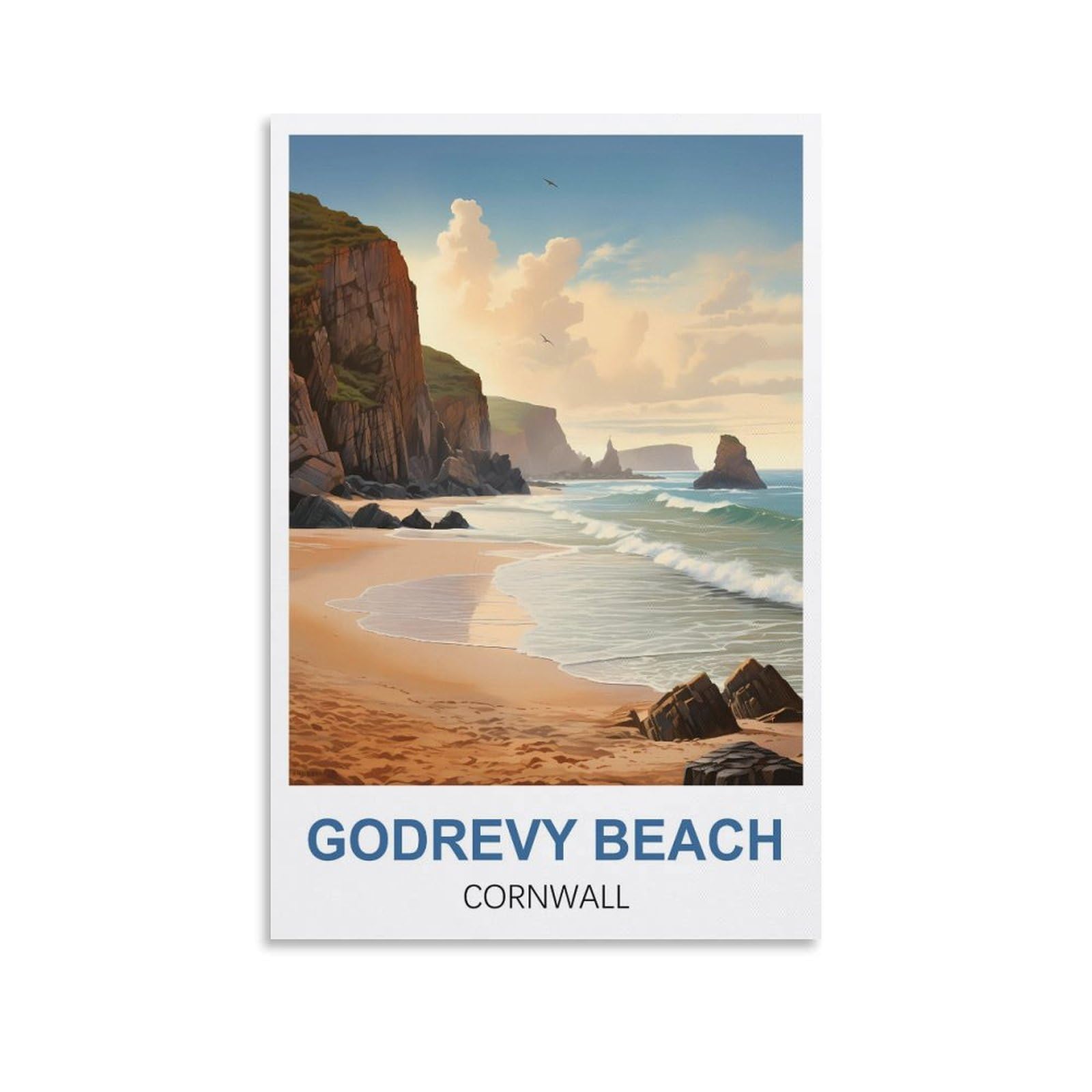 EZMLFA 5D Diamond Painting Kits,Godrevy Beach Cornwall Diamond Art Kits Adults, Create Your Own Diamond Painting Full Drill Gifts for Home Decor 40x40cm