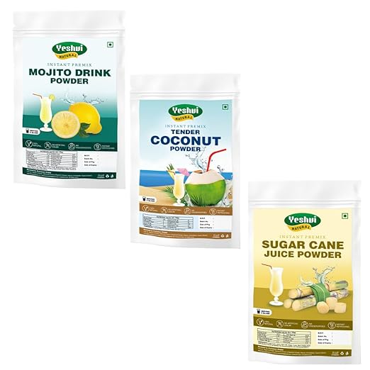 Mojito Drink Powder & Tender Coconut Water Powder With Sugarcane Juice Powder Combo Pack, Instant Drink Mix Powder, Vitamin, Purify Blood, Immunity, Healthy Summer Drink, 300gm
