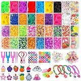 【Loom Bänder Set】Diese farbenfrohen Webstuhlbands können die Aufmerksamkeit der Kinder von anderen digitalen Produkten wie Fernsehern und Mobiltelefonen bis zur DIY Projektproduktion ablenken.