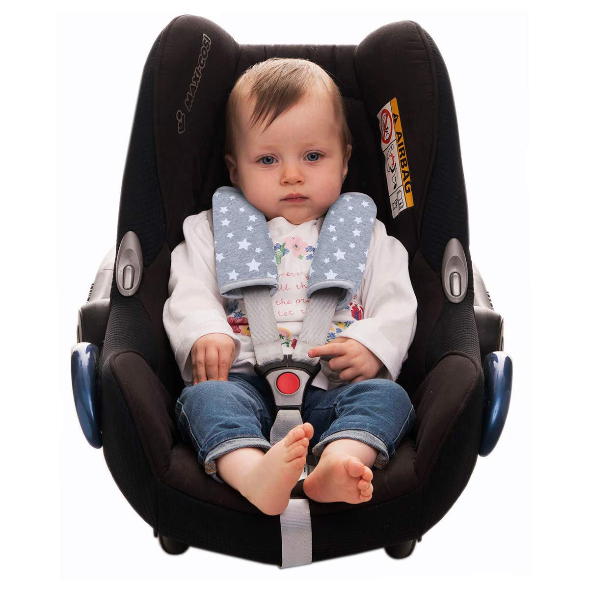 Janabebé Universal pad Covers for Stroller, carrycot and Chairs Groups 0-3 (White Star, 17 X 18)