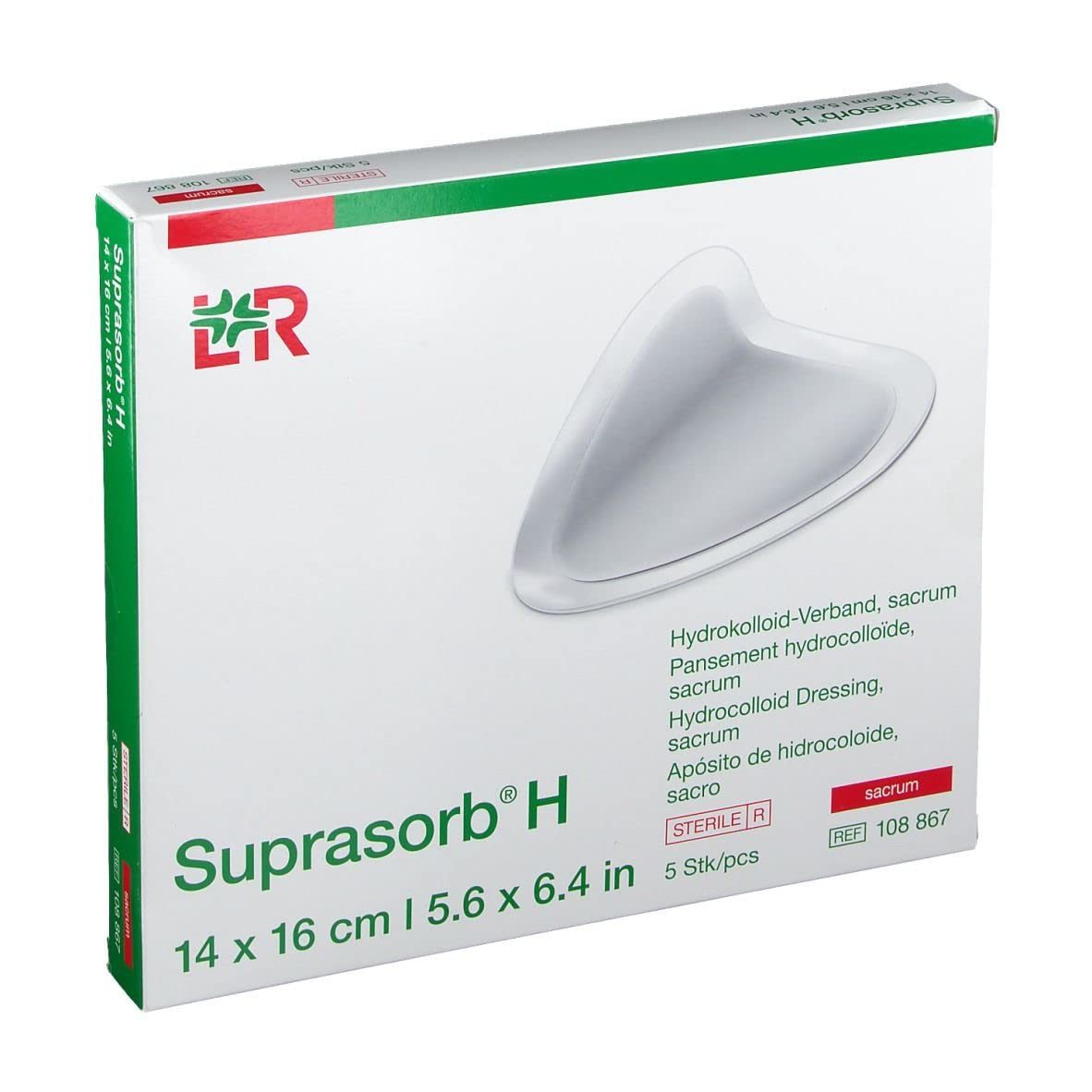 Lohmann-Rauscher 108867 Suprasorb H sakrum opatrunek hydrokoloidowy, 14 cm x 16 cm, 5 sztuk