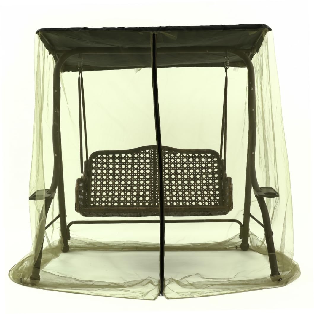 Columpio de red de hierro de 3 plazas con malla de patio y techo impermeable