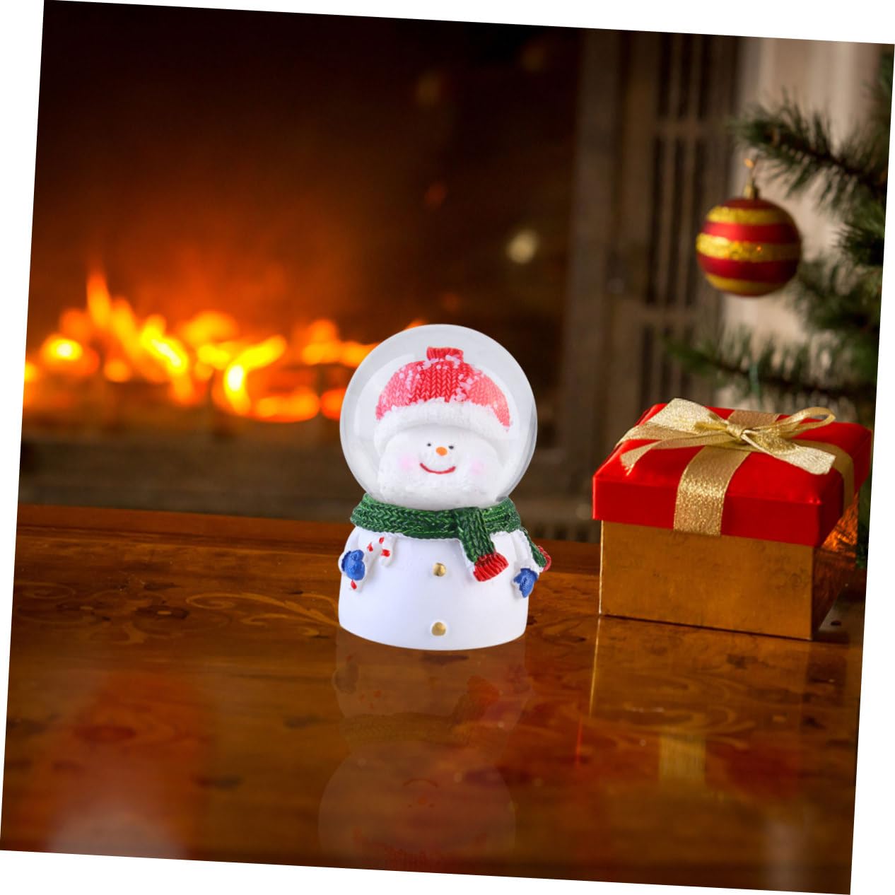 KONTONTY 1pc Festive Decor Crafted Resin Snowman Led Lights Decorative Christmas for Desktop Ornament Lovely Toy for Boys and Girls Holiday Atmosphere Unique