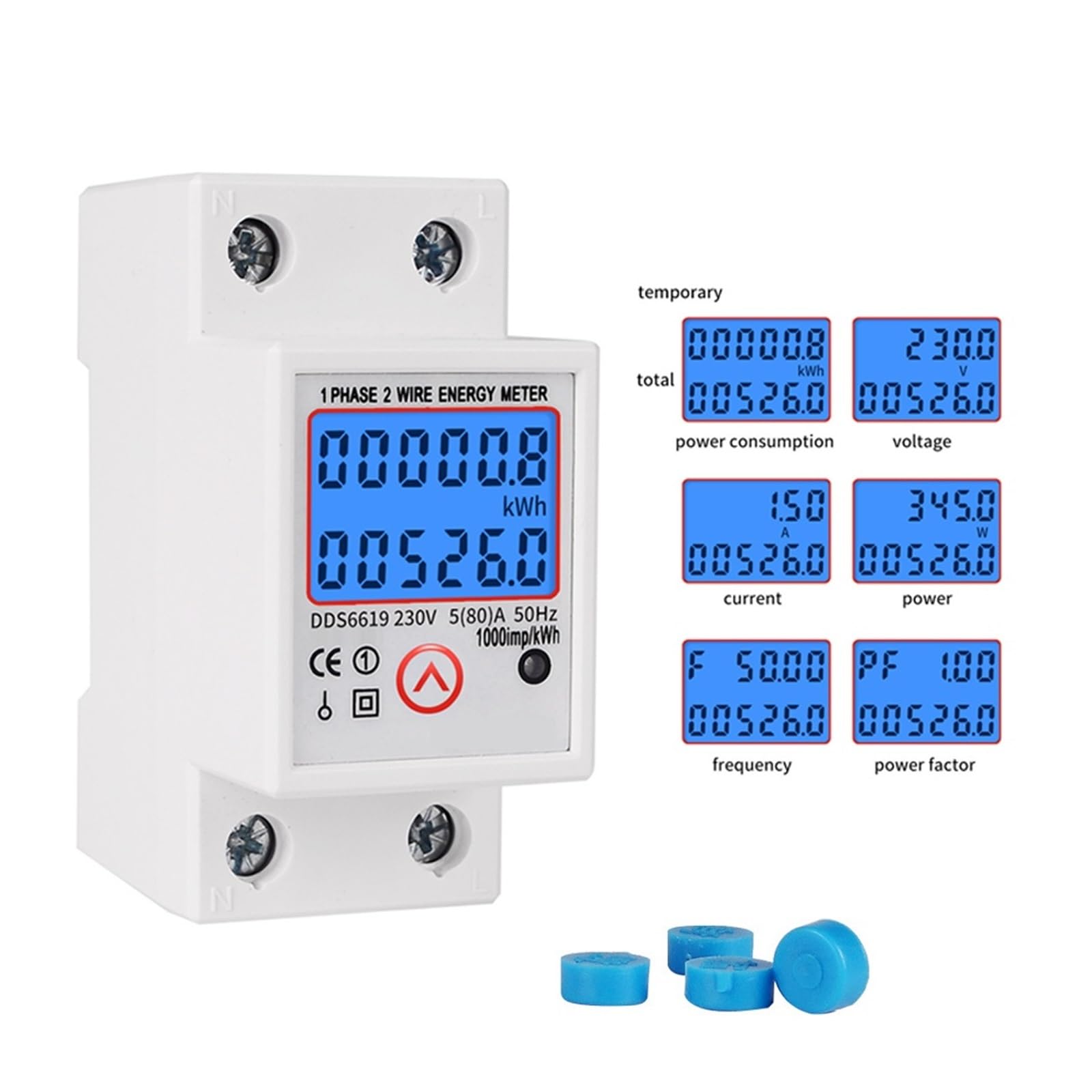 Liczniki Energii Cyfrowe Podświetlenie LCD Jednofazowe Resetowanie Zero KWH Miernik Zużycia Wattmeter Electronic Dokładne Monitorowanie Energii
