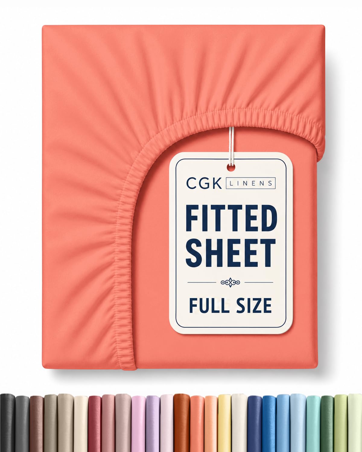 Full Fitted Sheet - Single Fitted Sheet Only - 8-16" Deep Pockets - Coral