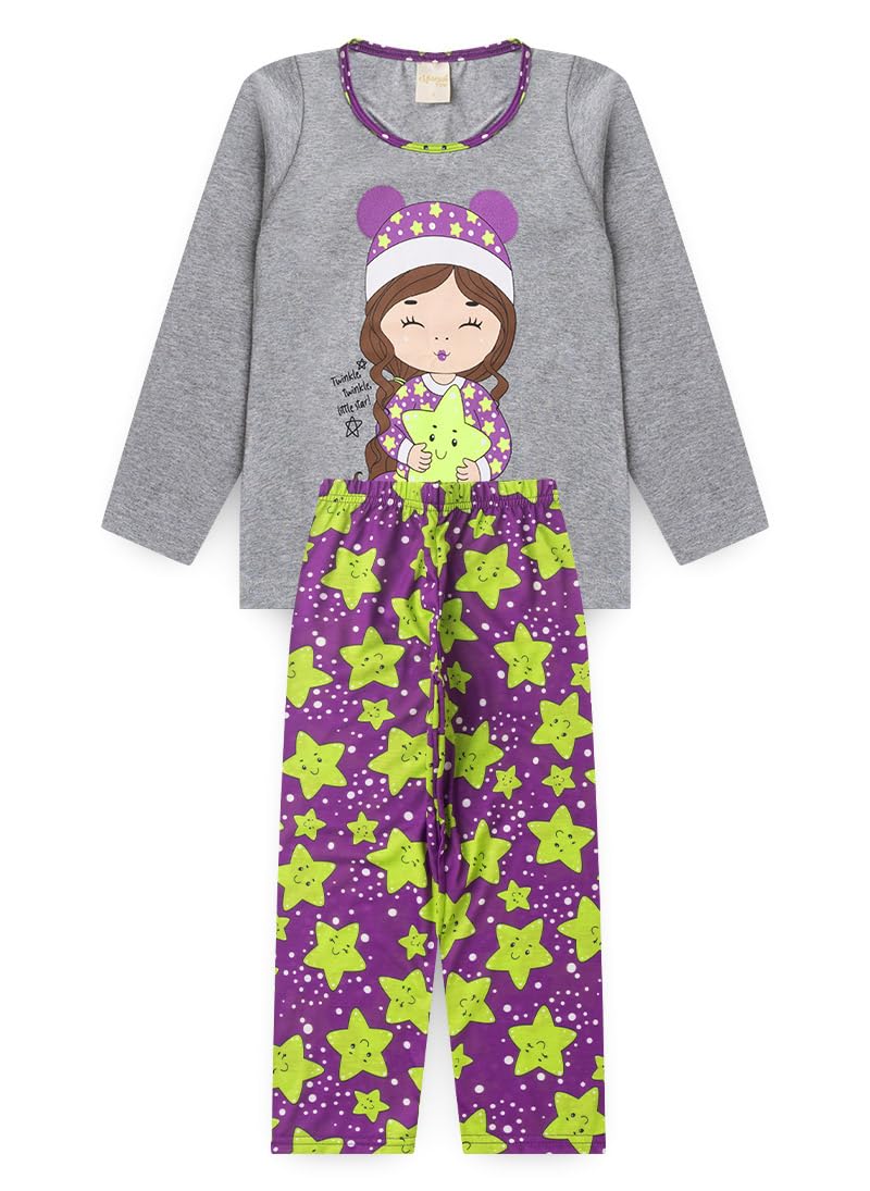 Pijama Longo Infantil Menina Blusa e Calça Sonho Estrelar Brilha no Escuro em promoção! Veja a oferta e mais achadinhos de Pijamas & Fantasias Infantis 2 Hoje é o melhor dia para comprar Pijama Longo Infantil Menina Blusa e Calça Sonho Estrelar Brilha no Escuro com aquele preço maroto! Promoção! Aproveite a oferta! 2