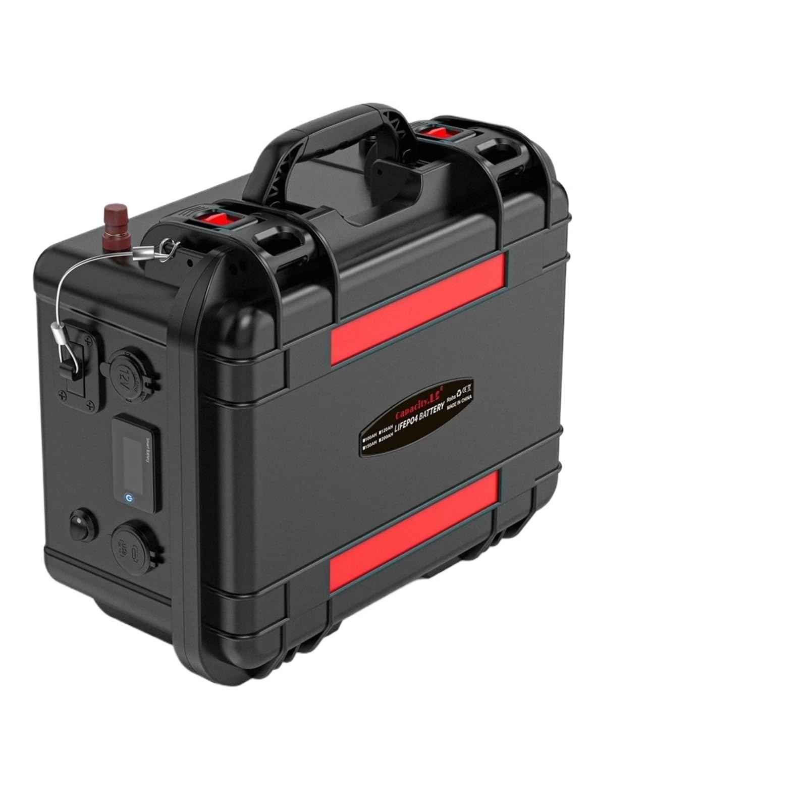 Akumulator Lifepo4 12,8 V, 100 Ah, 120 Ah, akumulator LiFePo 4 12,8 V, 4S1P z BMS, zasilanie zewnętrzne, czarny/pomarańczowy (OG 100Ah Bluetooth)