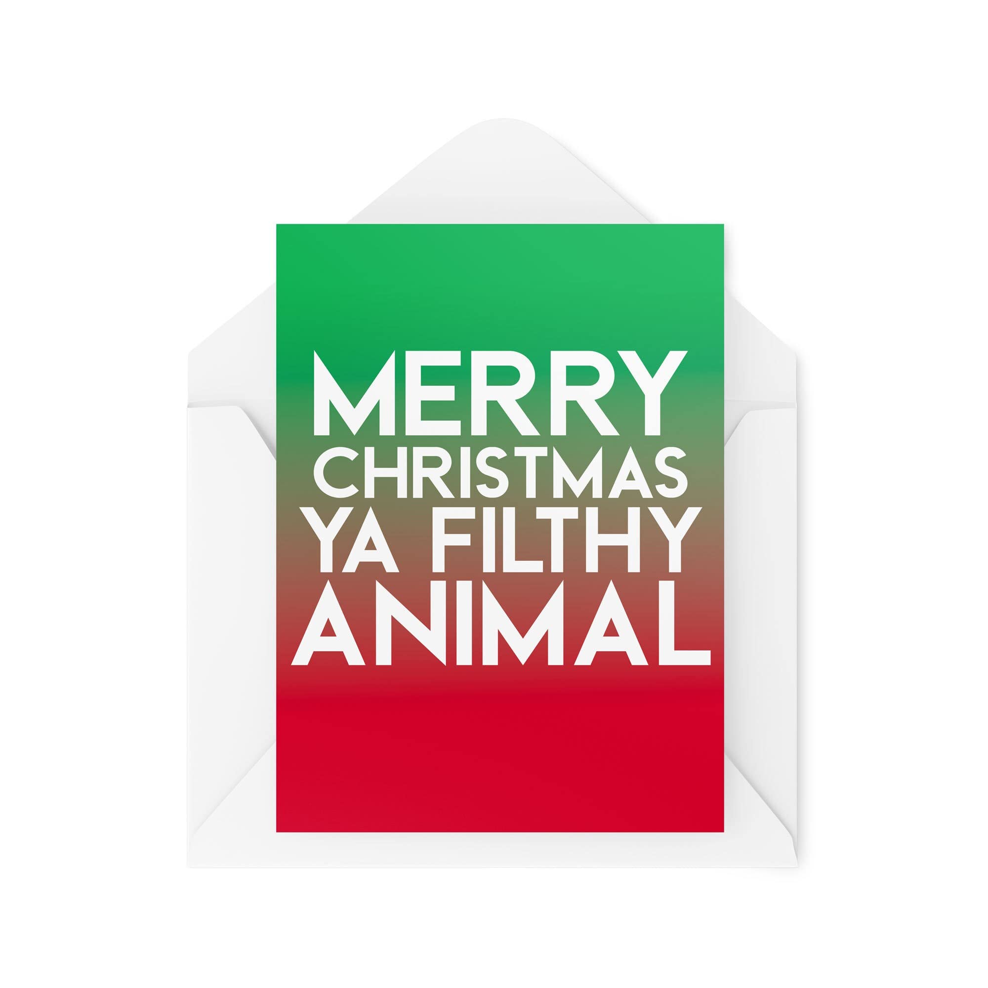 Tongue in Peach Funny Christmas Card - Merry Christmas You Filthy Animal - Joke Cards for Xmas - Secret Santa Work Greeting Cards Banter Novelty - TIP_Card_CBH9 White